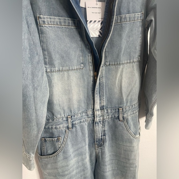 Nwt Free people x Sandrine Rose Denim Jumpsuit Size Large - Picture 7 of 11